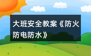 大班安全教案《防火、防電、防水》