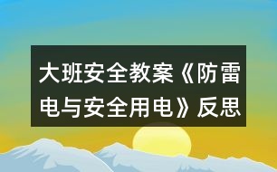 大班安全教案《防雷電與安全用電》反思