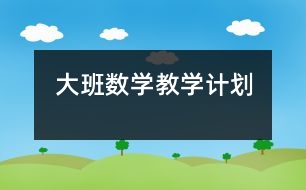 大班數(shù)學(xué)教學(xué)計(jì)劃