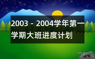 2003－2004學(xué)年第一學(xué)期大班進度計劃