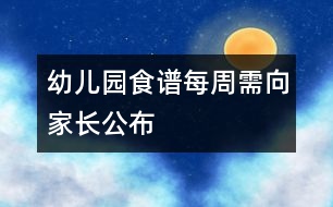 幼兒園食譜每周需向家長公布