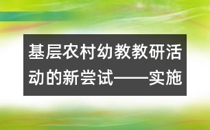 基層農(nóng)村幼教教研活動(dòng)的新嘗試――實(shí)施《綱要》的點(diǎn)滴體會(huì)