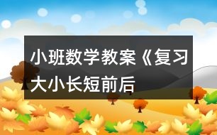 小班數(shù)學(xué)教案《復(fù)習(xí)大小、長(zhǎng)短、前后、上下》反思