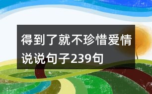 得到了就不珍惜愛情說說句子239句