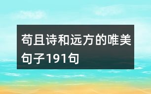 茍且詩和遠方的唯美句子191句