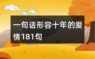 一句話形容十年的愛情181句