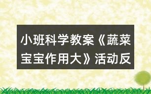 小班科學教案《蔬菜寶寶作用大》活動反思