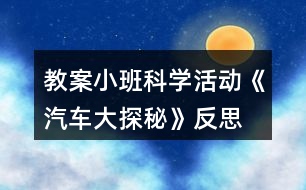 教案小班科學活動《汽車大探秘》反思