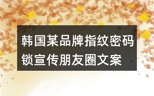 韓國(guó)某品牌指紋、密碼鎖宣傳朋友圈文案33句