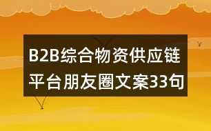 B2B綜合物資供應鏈平臺朋友圈文案33句