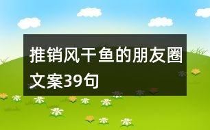 推銷風(fēng)干魚(yú)的朋友圈文案39句