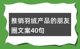 推銷羽絨產(chǎn)品的朋友圈文案40句