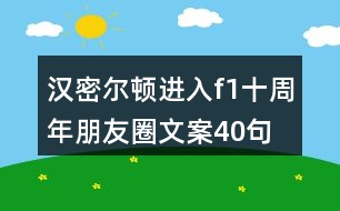 漢密爾頓進(jìn)入f1十周年朋友圈文案40句