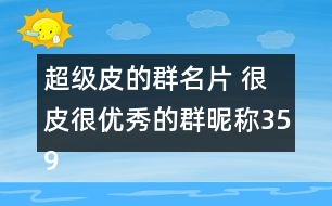 超級(jí)皮的群名片 很皮很優(yōu)秀的群昵稱359個(gè)