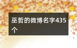 巫哲的微博名字435個