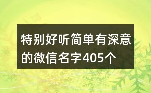 特別好聽簡單有深意的微信名字405個(gè)