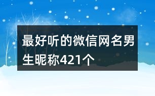 最好聽的微信網(wǎng)名男生昵稱421個(gè)