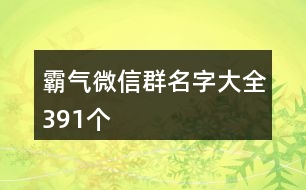 霸氣微信群名字大全391個