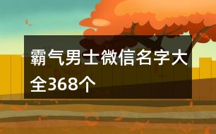 霸氣男士微信名字大全368個