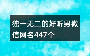 獨(dú)一無(wú)二的好聽(tīng)男微信網(wǎng)名447個(gè)