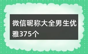 微信昵稱大全男生優(yōu)雅375個(gè)