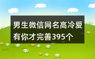 男生微信網名高冷—愛有你才完善395個