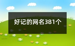 好記的網名381個