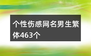 個性傷感網(wǎng)名男生繁體463個