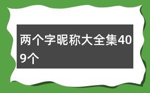 兩個字昵稱大全集409個