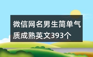 微信網(wǎng)名男生簡(jiǎn)單氣質(zhì)成熟英文393個(gè)