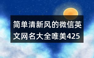 簡單清新風的微信英文網(wǎng)名大全唯美425個