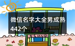 微信名字大全男成熟442個(gè)