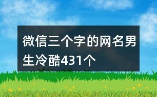 微信三個字的網(wǎng)名男生冷酷431個