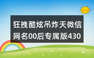 狂拽酷炫吊炸天微信網(wǎng)名00后專屬版430個