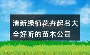 清新綠植花卉起名大全,好聽的苗木公司名稱大全455個