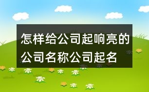 怎樣給公司起響亮的公司名稱(chēng),公司起名方法起名思路5點(diǎn)424個(gè)