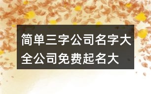 簡單三字公司名字大全,公司免費起名大全438個