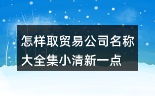 怎樣取貿(mào)易公司名稱大全集,小清新一點(diǎn)的公司名字大全427個