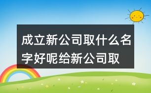 成立新公司取什么名字好呢,給新公司取名字大全387個