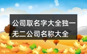 公司取名字大全獨(dú)一無二,公司名稱大全集最新431個