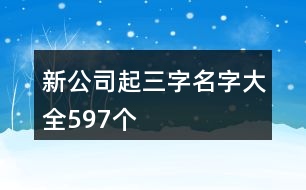 新公司起三字名字大全597個