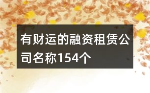 有財運的融資租賃公司名稱154個