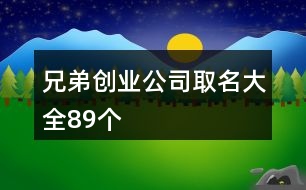 兄弟創(chuàng)業(yè)公司取名大全89個(gè)