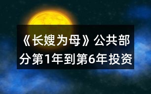 《長(zhǎng)嫂為母》公共部分第1年到第6年投資攻略