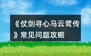 《仗劍尋心馬云鷺傳》常見(jiàn)問(wèn)題攻略