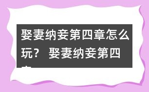 娶妻納妾第四章怎么玩？ 娶妻納妾第四章攻略