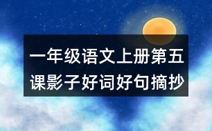 一年級語文上冊第五課影子好詞好句摘抄積累