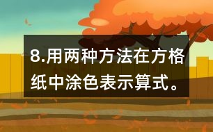 8.用兩種方法在方格紙中涂色表示算式。