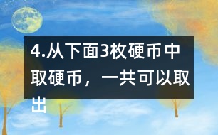 4.從下面3枚硬幣中取硬幣，一共可以取出多少種不同的幣值。