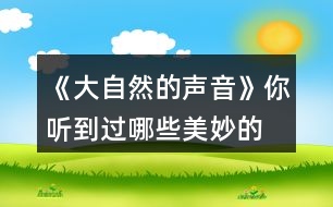 《大自然的聲音》你聽到過哪些“美妙的聲音”？試著些幾句話和同學(xué)交流，如，“鳥兒是大自然的歌手……”“廚房是一個(gè)音樂廳……”。